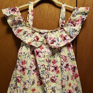 Off-Shoulder Yellow Floral Blouse